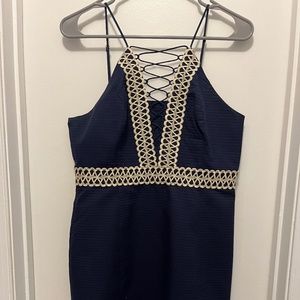 Lilly Pulitzer Navy & Gold Formal Dress